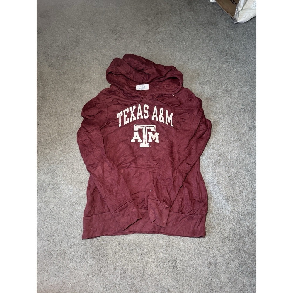 Champion Texas A&M Hoodie Mens Medium Maroon Spellout Pullover NCAA